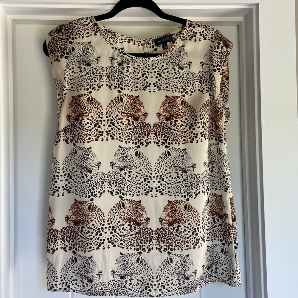 Cream Cheetah print top Size Small The Limited
